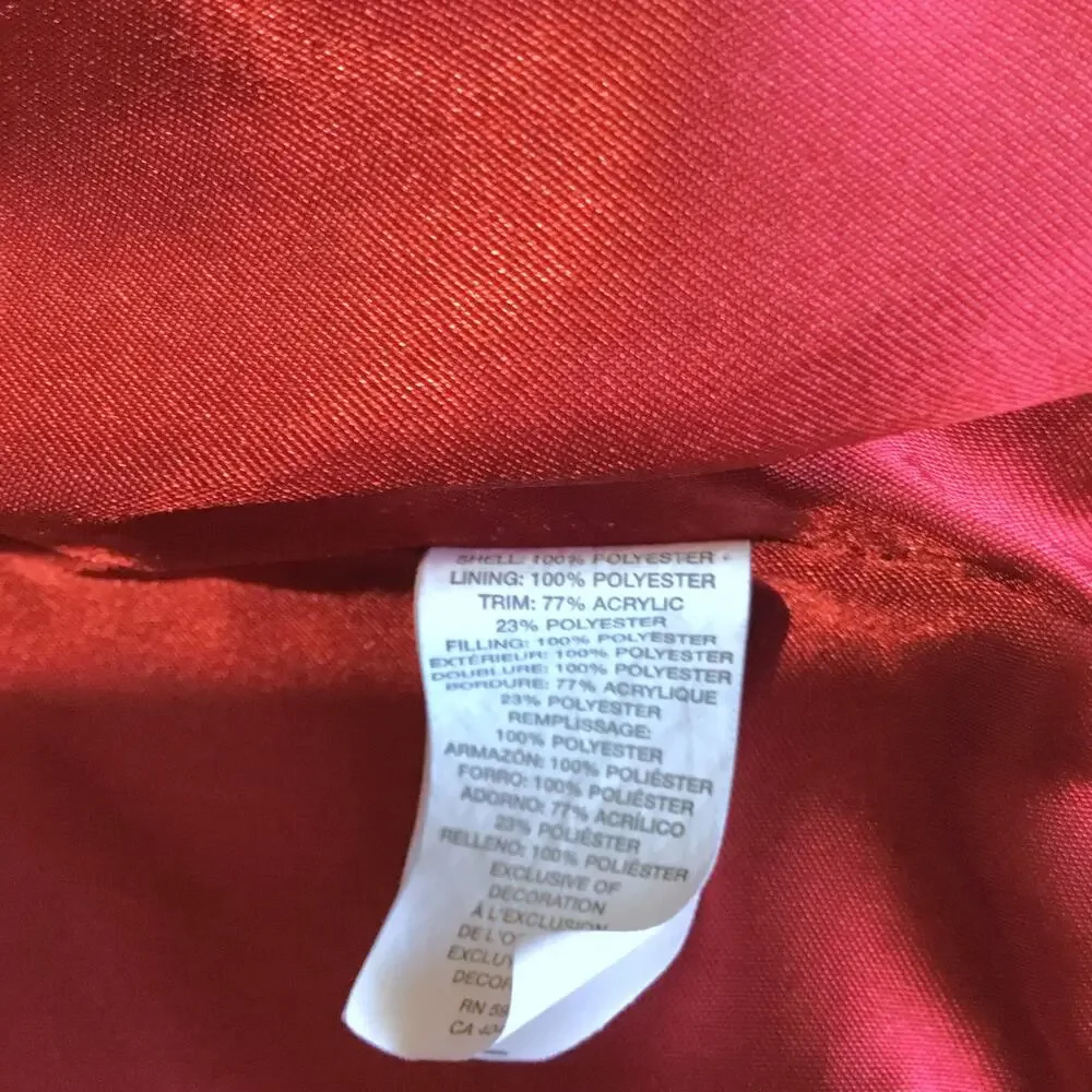 The Children's Place Red Vest Black Faux Fur Collar Zip Satin Girls XL